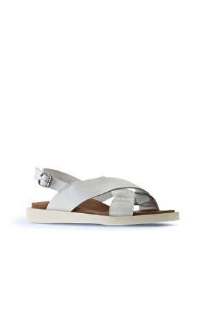 Bueno Shoes Beyaz Deri Kadın Sandalet 01ws2801
