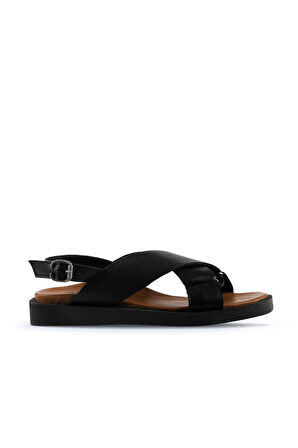 Bueno Shoes Siyah Deri Kadın Sandalet 01ws2801