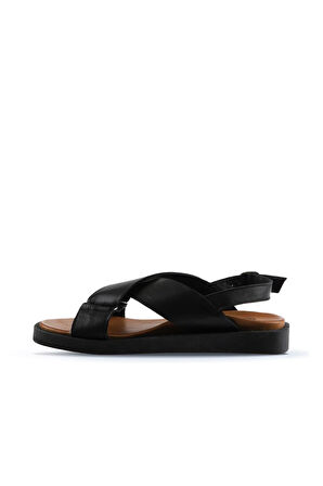Bueno Shoes Siyah Deri Kadın Sandalet 01ws2801