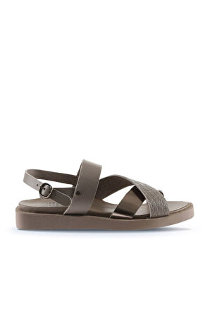Bueno Shoes Gri Deri Kadın Sandalet 01ws2816