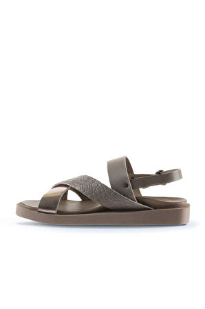 Bueno Shoes Gri Deri Kadın Sandalet 01ws2816
