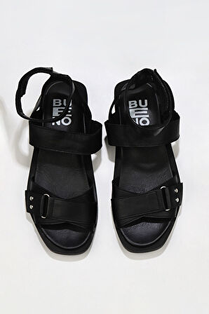 Bueno Shoes Siyah Deri Kadın Sandalet 01wu3301