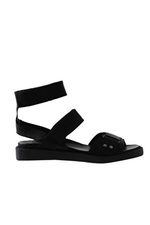 Bueno Shoes Siyah Deri Kadın Sandalet 01wu3301