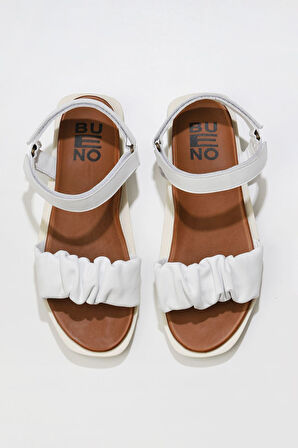 Bueno Shoes Beyaz Deri Kadın Sandalet 01wu3317