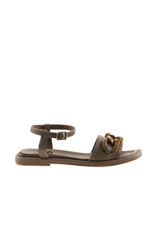 Bueno Shoes Gri Deri Kadın Sandalet 01wu4112