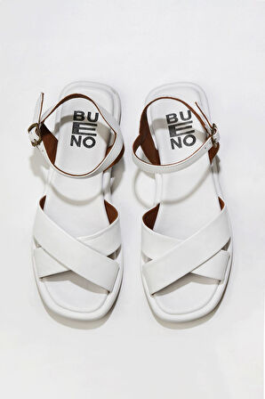 Bueno Shoes Beyaz Deri Kadın Sandalet 01wu4118