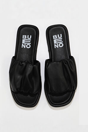 Bueno Shoes Siyah Deri Kadın Düz Terlik 01wu4125