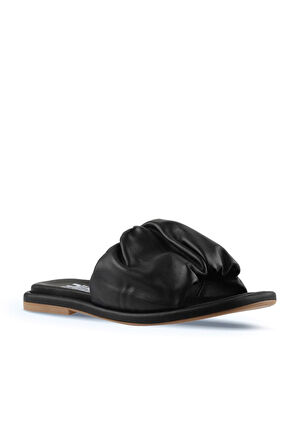 Bueno Shoes Siyah Deri Kadın Düz Terlik 01wu4125