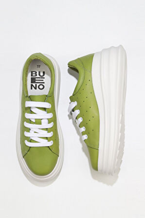 Bueno Shoes Yeşil Deri Kadın Sneakers 01ws11501