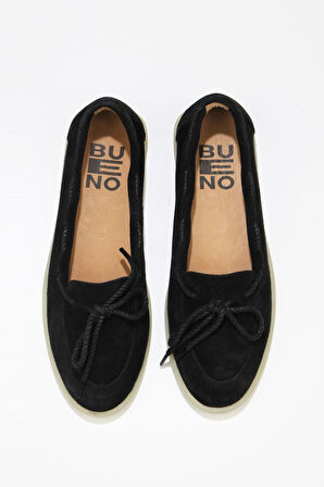 Bueno Shoes Siyah Süet Kadın Düz Babet 01ws12600