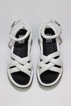 Bueno Shoes Beyaz Deri Kadın Sandalet 01wu5902