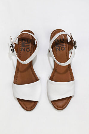 Bueno Shoes Beyaz Deri Kadın Sandalet 01wq8001
