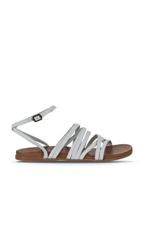 Bueno Shoes Beyaz Nubuk Kadın Sandalet 01wu4202