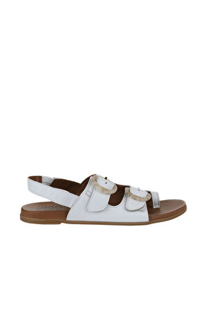 Bueno Shoes Beyaz Deri Kadın Parmak Arası Sandalet 01wu4223