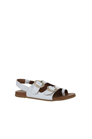 Bueno Shoes Beyaz Deri Kadın Parmak Arası Sandalet 01wu4223