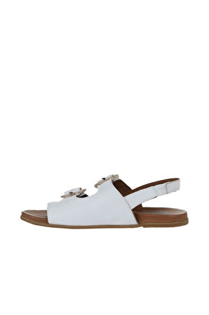 Bueno Shoes Beyaz Deri Kadın Parmak Arası Sandalet 01wu4223