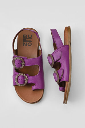 Bueno Shoes Lila Deri Kadın Parmak Arası Sandalet 01wu4223