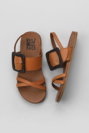 Bueno Shoes Taba Deri Kadın Düz Sandalet 01wu4224