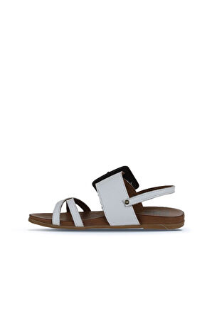 Bueno Shoes Beyaz Deri Kadın Düz Sandalet 01wu4224