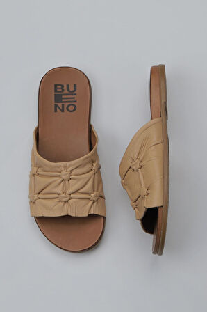 Bueno Shoes Bej Deri Kadın Düz Terlik 01wu4240