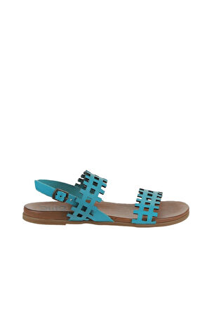 Bueno Shoes Turkuaz Deri Kadın Düz Sandalet 01wu4242