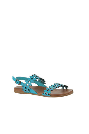 Bueno Shoes Turkuaz Deri Kadın Düz Sandalet 01wu4242