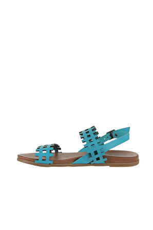 Bueno Shoes Turkuaz Deri Kadın Düz Sandalet 01wu4242