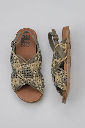 Bueno Shoes Haki Deri Kadın Sandalet 01wu4248