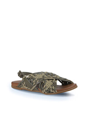 Bueno Shoes Haki Deri Kadın Sandalet 01wu4248