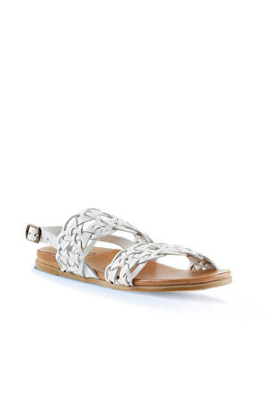 Bueno Shoes Beyaz Deri Kadın Sandalet 01wu4252
