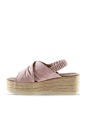 Bueno Shoes Gül Kurusu Deri Kadın Dolgu Topuklu Sandalet 01wu6105