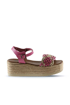 Bueno Shoes Fuşya Deri Kadın Dolgu Topuklu Sandalet 01wu6109