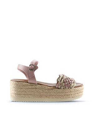 Bueno Shoes Pudra Deri Kadın Dolgu Topuklu Sandalet 01wu6109
