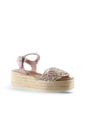 Bueno Shoes Pudra Deri Kadın Dolgu Topuklu Sandalet 01wu6109