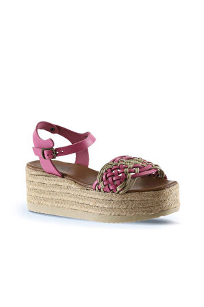 Bueno Shoes Fuşya Deri Kadın Dolgu Topuklu Sandalet 01wu6109