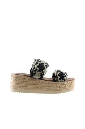 Bueno Shoes Siyah Deri Kadın Dolgu Topuklu Terlik 01wu6110