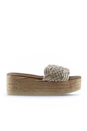 Bueno Shoes Beyaz Deri Kadın Dolgu Topuklu Terlik 01wu6118