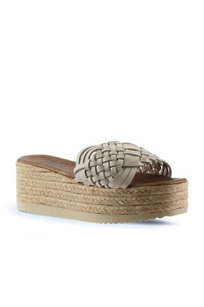 Bueno Shoes Beyaz Deri Kadın Dolgu Topuklu Terlik 01wu6118