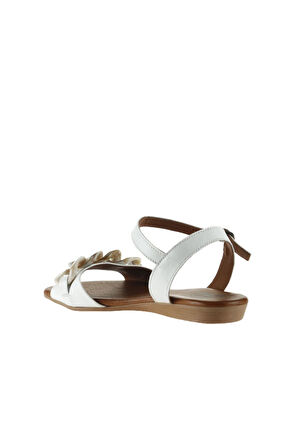 Bueno Shoes Beyaz Deri Kadın Sandalet 01wu7402