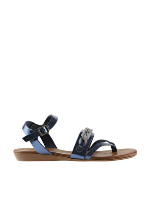 Bueno Shoes Lacivert Parlak Deri Kadın Sandalet 01wu7406