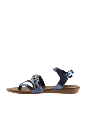 Bueno Shoes Lacivert Parlak Deri Kadın Sandalet 01wu7406