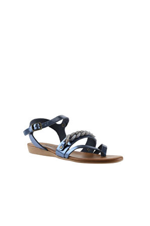 Bueno Shoes Lacivert Parlak Deri Kadın Sandalet 01wu7406