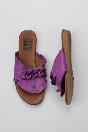 Bueno Shoes Lila Deri Kadın Parmak Arası Terlik 01wu7408