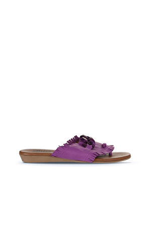 Bueno Shoes Lila Deri Kadın Parmak Arası Terlik 01wu7408