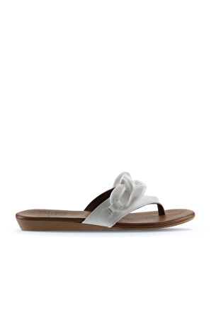 Bueno Shoes Beyaz Deri Kadın Parmak Arası Terlik 01wu7410