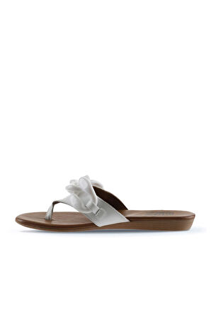 Bueno Shoes Beyaz Deri Kadın Parmak Arası Terlik 01wu7410