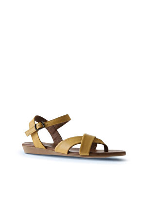 Bueno Shoes Sarı Deri Kadın Düz Sandalet 01wu7419