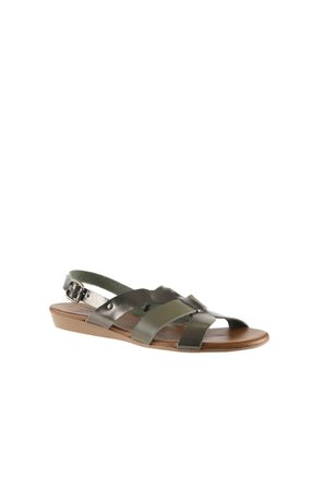 Bueno Shoes Haki Parlak Deri Kadın Düz Sandalet 01wu7422