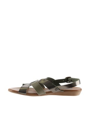 Bueno Shoes Haki Parlak Deri Kadın Düz Sandalet 01wu7422