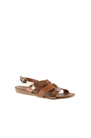 Bueno Shoes Taba Parlak Deri Kadın Düz Sandalet 01wu7422